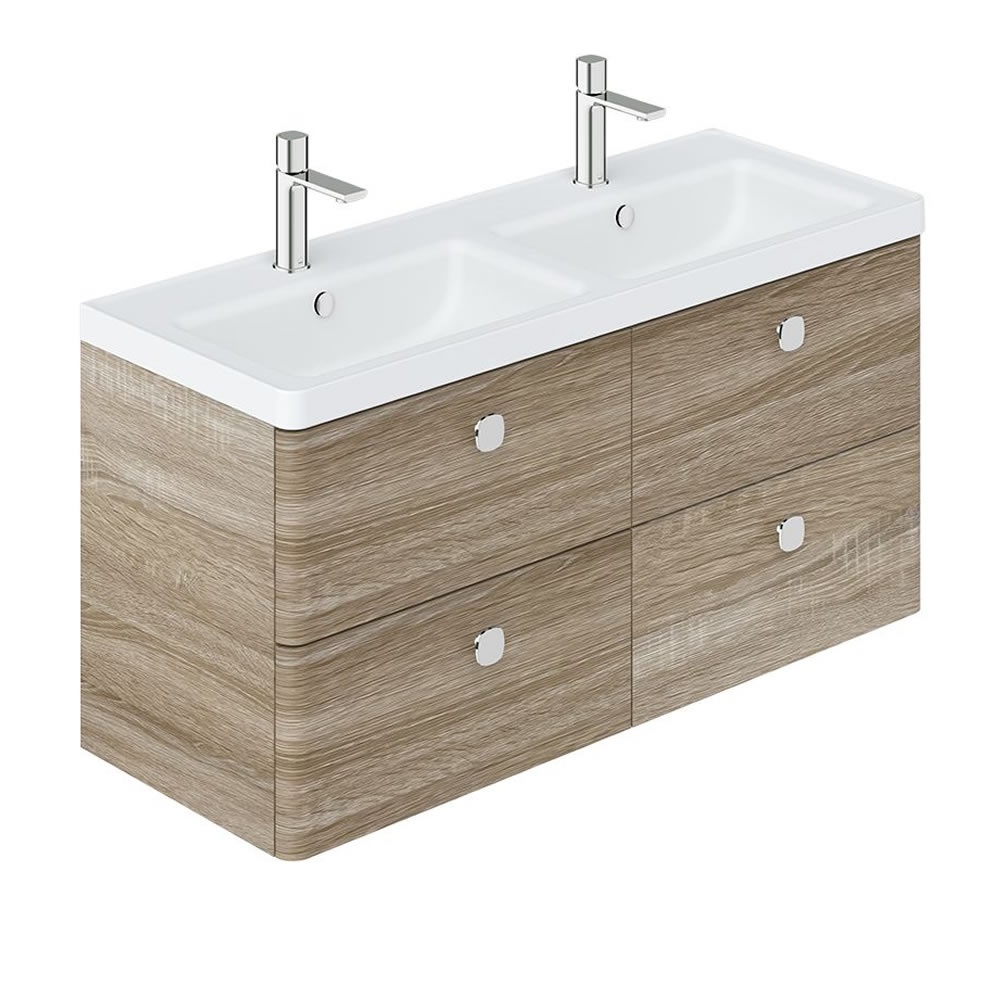 Vado Cameo 1200mm Atlantic Oak 4 Drawer Wall Hung Vanity Unit